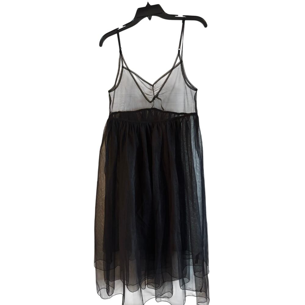 Anthropologie Women’s Sheer Slip Dress Black Tulle Size XS NWT Adjustable Straps